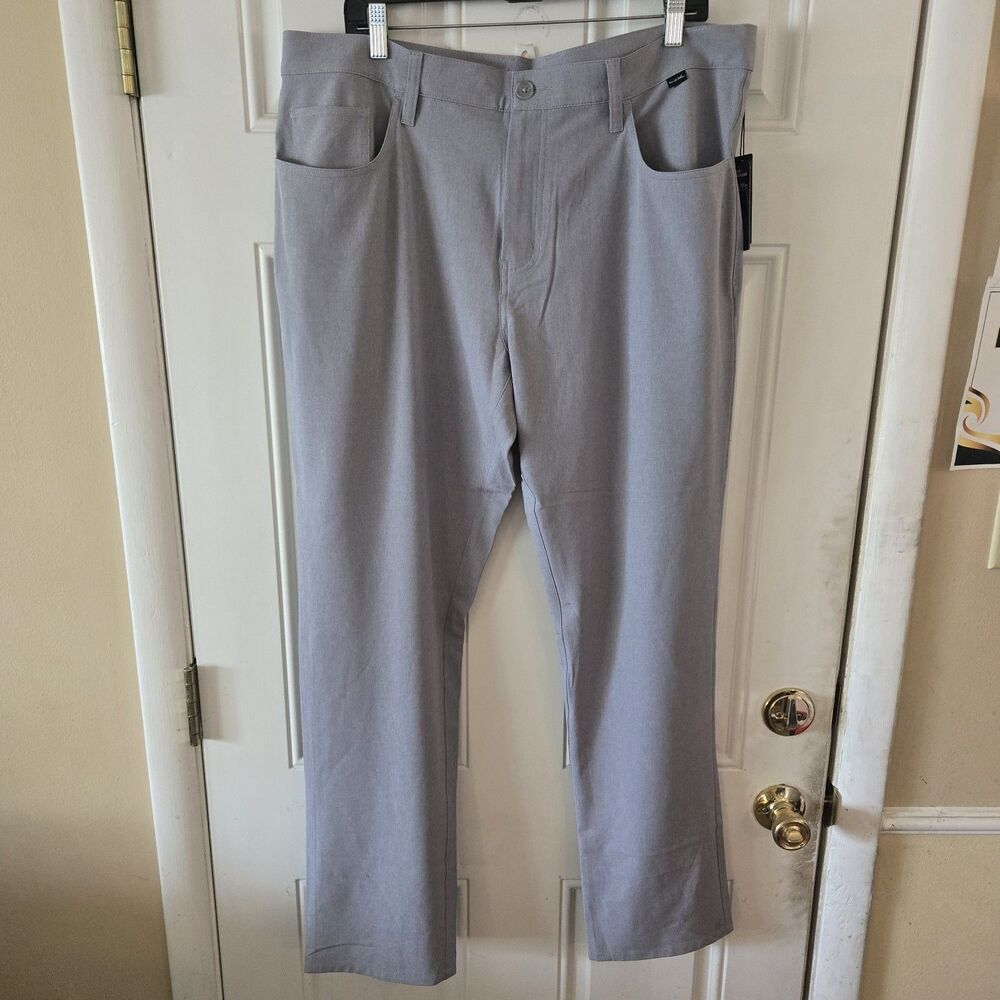 TravisMathew Mens Pants Size 38 Gray Stretch Straight Leg Golf NWT Chino Casual